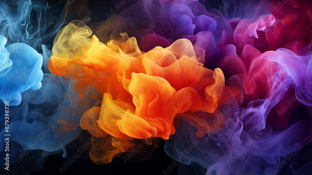 Fototapeta premium colorful smoke on black background