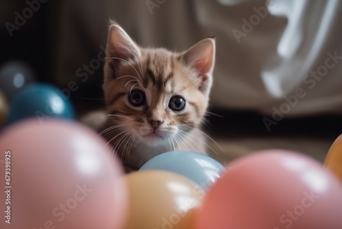 cute cat with balloons