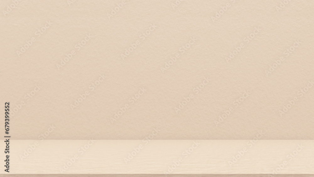 Beige room background. Empty autumn cream studio concrete wall and floor. Product presentation display showroom. Summer tropical backdrop. Cosmetic showroom. Beige room background. Empty autumn cream studio concrete wall and floor. Product presentation display showroom. Summer tropical backdrop. Cosmetic showroom.