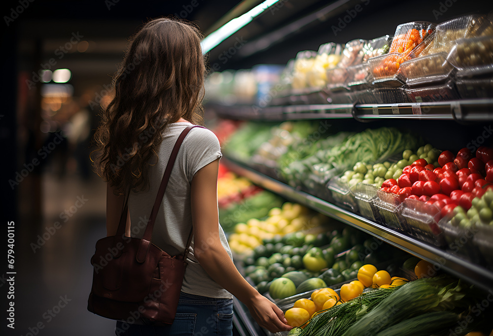 woman shopping for groceries fruits