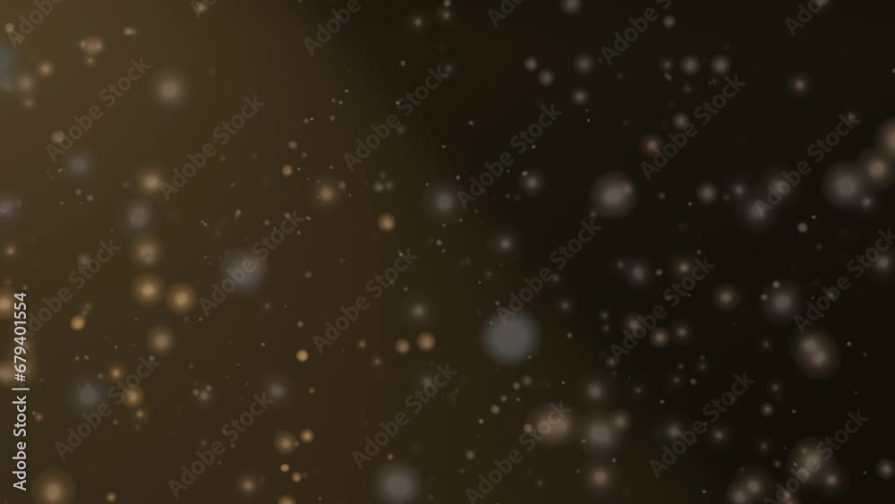 Bokeh of particles floating in the air. Background made of dust particles and sparkles. Dark golden background. Looping animation Bokeh of particles floating in the air. Background made of dust particles and sparkles. Dark golden background. Looping animation
