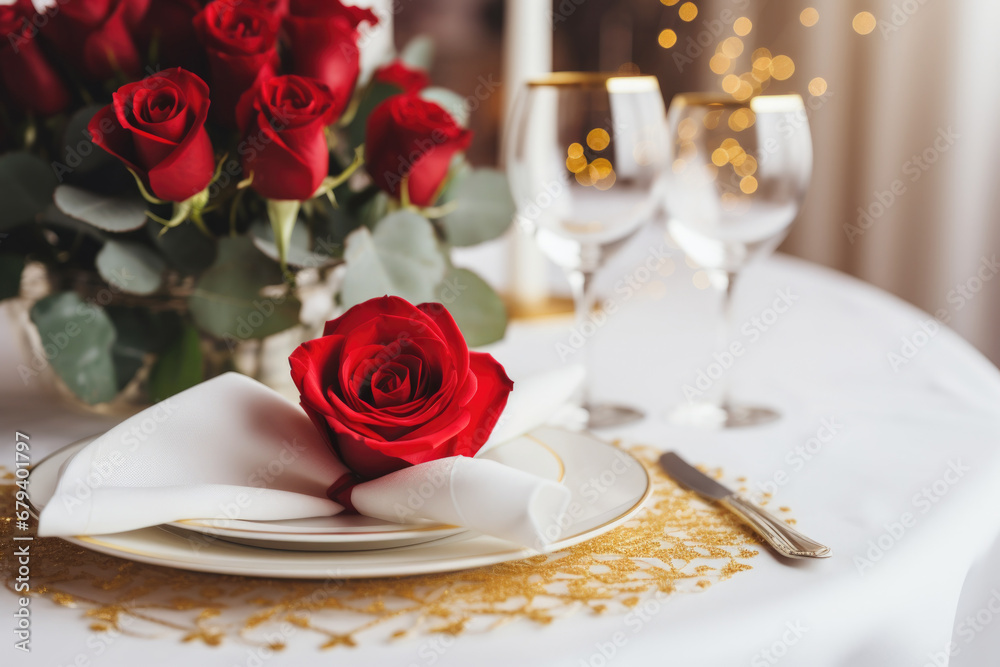 Romantic table setting for Valentine's day Romantic table setting for Valentine's day