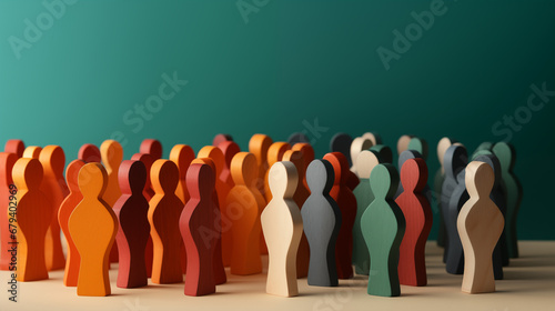 Colorful wooden figures representing diversity, equity, inclusion and belonging. DEIB concept. photo