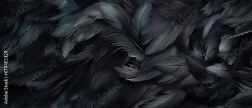 The texture of feathers, black matte , soft light ,different degree color of black ,background © Klay