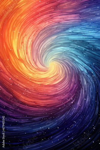 Cosmic Nebula Burst, Rainbow markers vibrant illustration