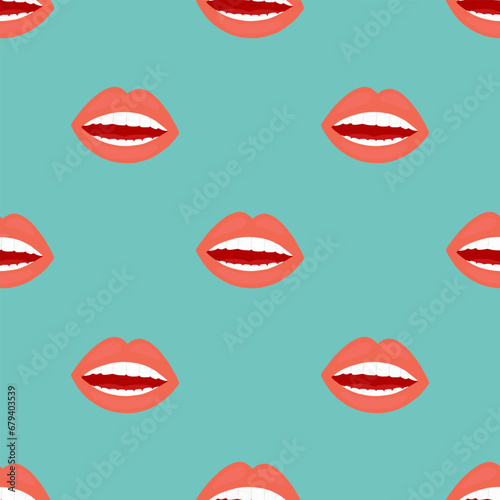 Lips, healthy teeth seamless pattern