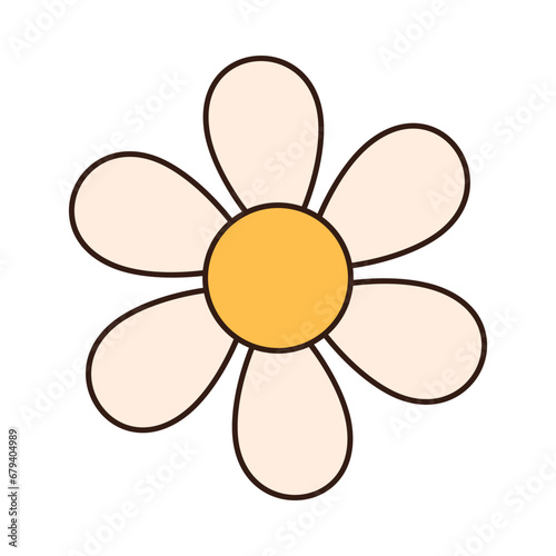 Groovy retro flower. Merry christmas retro style vector illustration icon