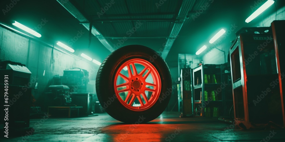 Tire A photograph in car MOT. winter or season