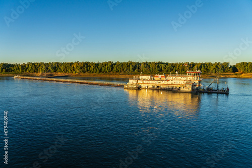 Army Corps of Engineers historic boat MV Potter dredging the Mississippi river south of St Louis in record low water levels