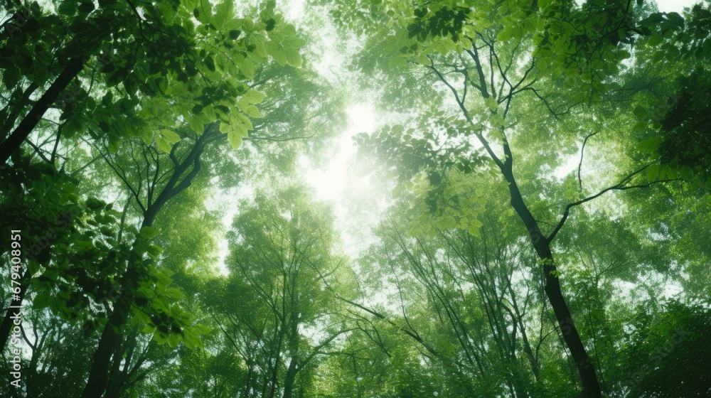 Naklejka premium View from below on a beautiful forest