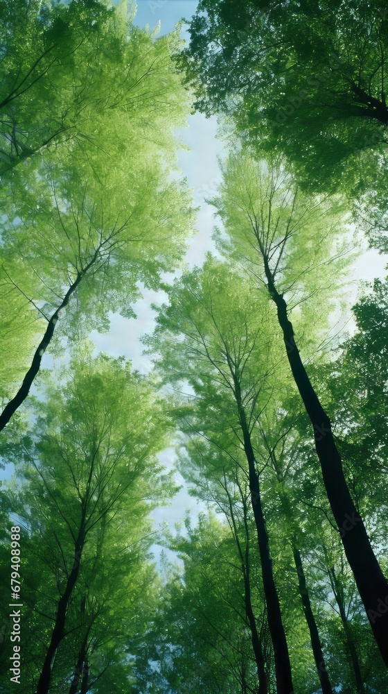 Fototapeta premium View from below on a beautiful forest