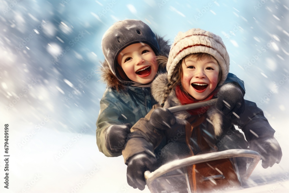Snowy Laughter: Children Delight in Winter's Magic, Laughing and Playing with Joyful Abandon in the Snow. Snowy Laughter: Children Delight in Winter's Magic, Laughing and Playing with Joyful Abandon in the Snow.