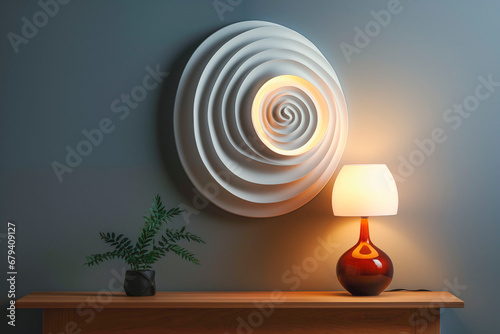 Modern fashionable decorative plaster wall lamp as a decorative element. Lamp as wall decoration. 