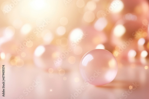 Floating bubbles on soft pink background
