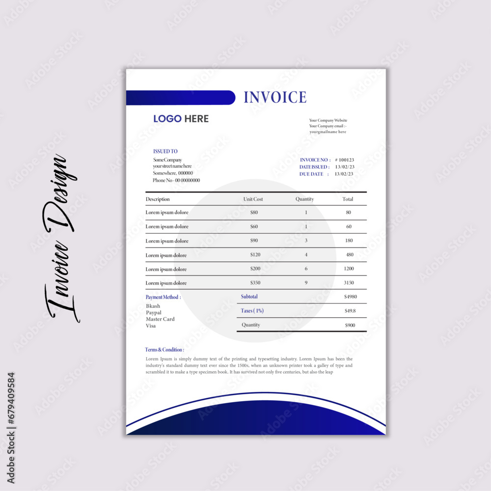 Modern & Creative Invoice Design Template Layout Modern & Creative Invoice Design Template Layout