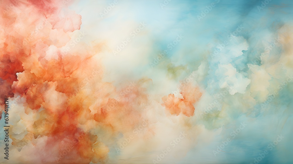 Abstract watercolor background with clouds
