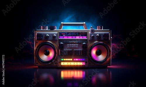 Colorful retro music Boombox 3d render style
