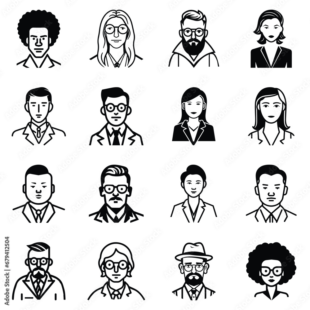 Business People Flat Icon Set Isolated On White Background Business People Flat Icon Set Isolated On White Background