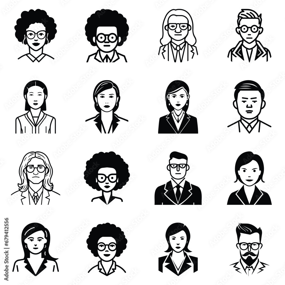 Business People Flat Icon Set Isolated On White Background Business People Flat Icon Set Isolated On White Background
