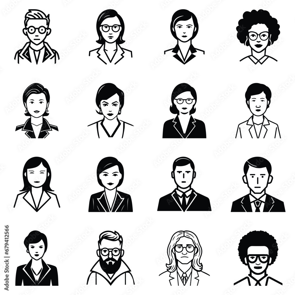 Business People Flat Icon Set Isolated On White Background Business People Flat Icon Set Isolated On White Background
