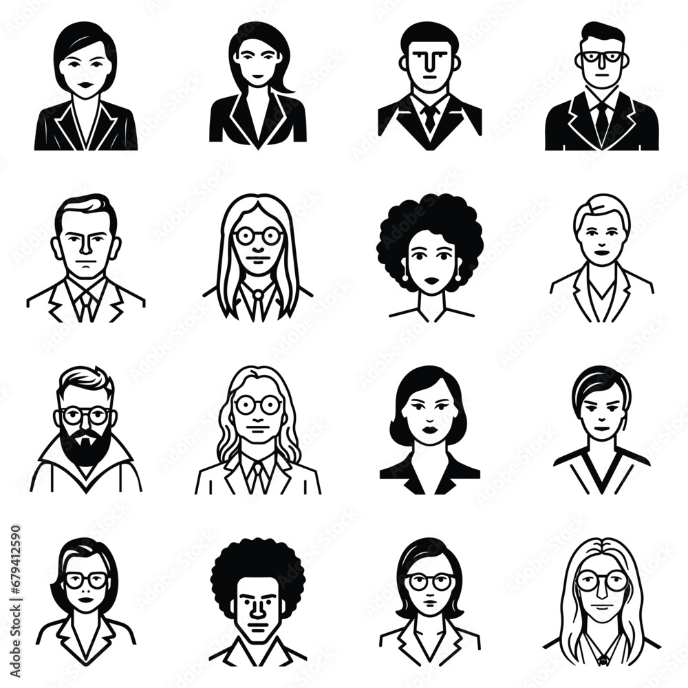 Business People Flat Icon Set Isolated On White Background Business People Flat Icon Set Isolated On White Background