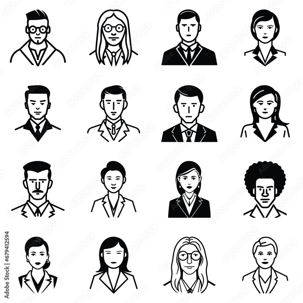 Business People Flat Icon Set Isolated On White Background Business People Flat Icon Set Isolated On White Background