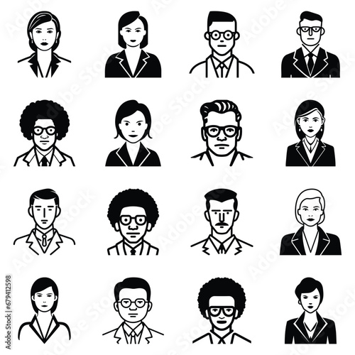 Business People Flat Icon Set Isolated On White Background