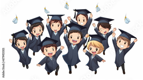Cartoon picture of graduate  isolated on white background.