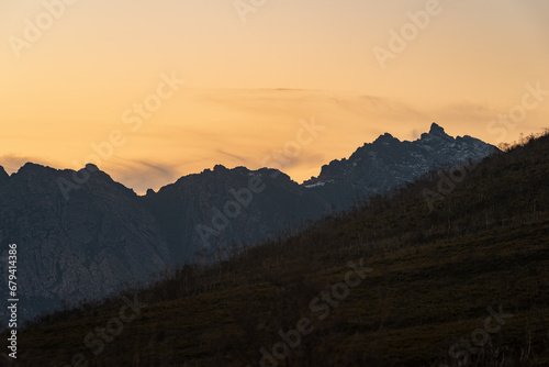 Mountain silhouette at sunset 