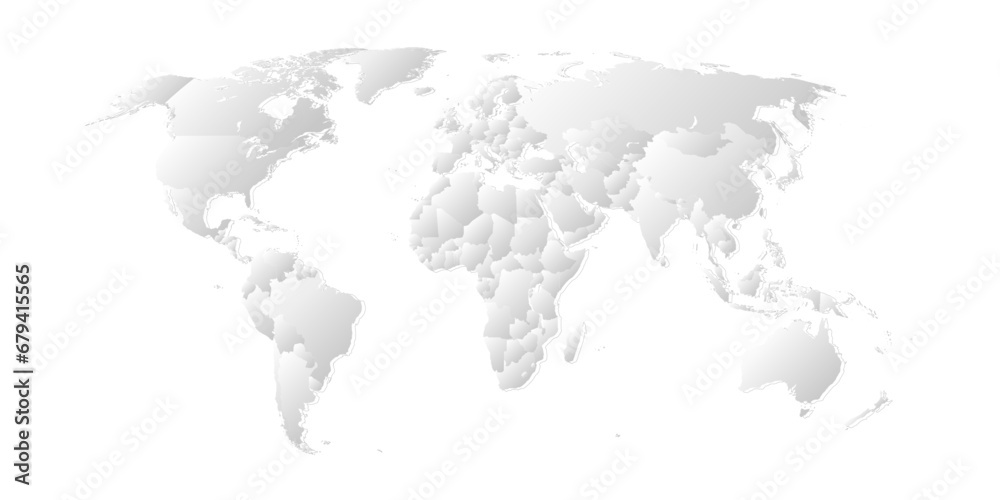 Naklejka premium Grey world map on white background