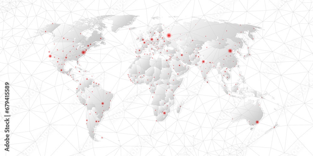 Maps Modern Line Modern world map with connection lines and capital cities Stock Vector ...