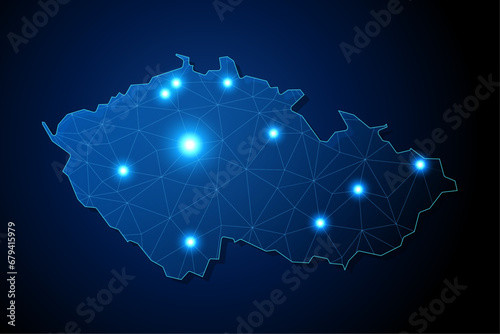 Czech Republic - country shape with lines connecting major cities