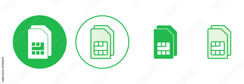 Sim card icon set. dual sim card icon vector Sim card icon set. dual sim card icon vector