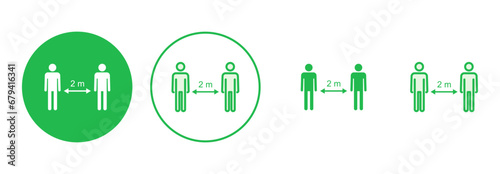 Social distance icon set. social distancing icon. self quarantine sign