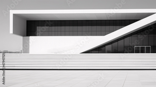 A white building with black windows - modern architectural design