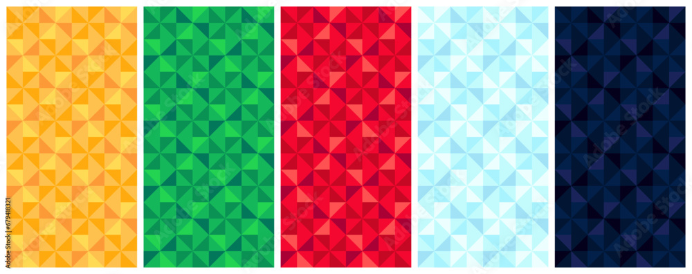 Classic Christmas colors. Set of monochromatic seamless patterns for packaging and backgrounds