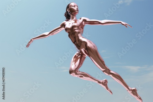 Flying Goddess in Pink Metallic Generative AI