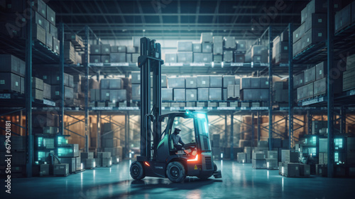 AI-Enhanced Warehouse Logistics: Robotics Revolutionizing Storage with Connected Forklifts and Devices