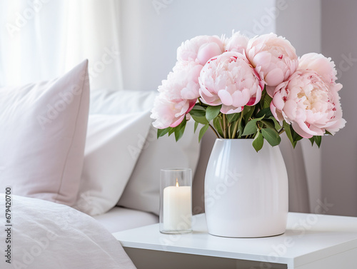  Bedroom and vase with peonies