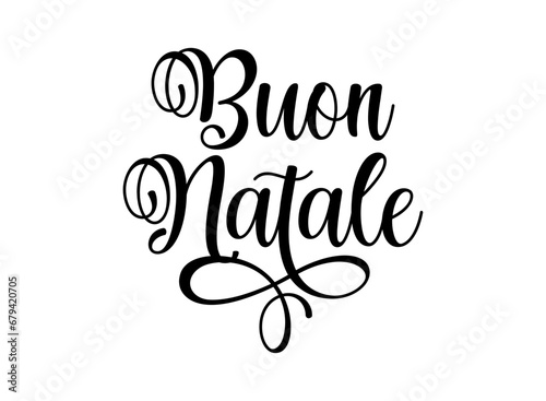 Buon Natale in Italian. English translation Marry Christmas.  Christmas in different languages. Modern calligraphy and lettering photo