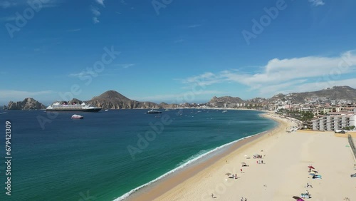 Boats and ships in the bay of Cabo San Lucas during spring break