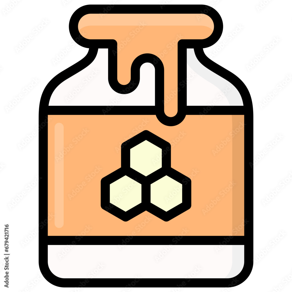 honey jar icon illustration design with outline honey jar icon illustration design with outline
