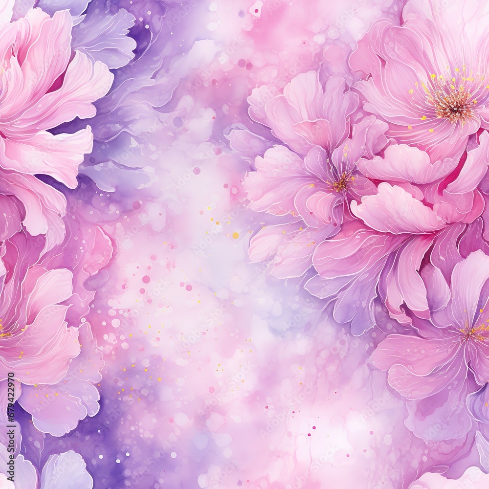 Abstract watercolor background with flowers using generative ai