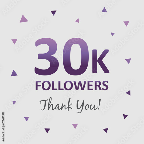 illustration for 30k followers on social media. commemorative and thank you text. 30k followers design. vector art for social networks. number of followers