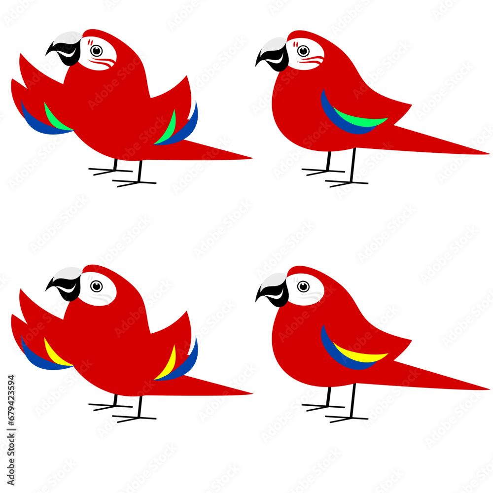 Set of red parrots Set of red parrots