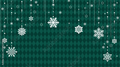 雪のオーナメントのイラスト背景、クリスマスやホリデーのイメージ