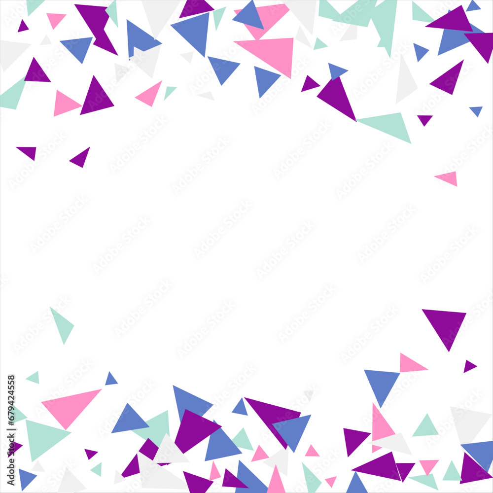 Frame of colored triangles abstract geometric pattern. Can be used as poster, banner, border, background, wallpaper, card, print, web. Vector illustration.