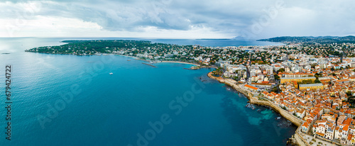 Fototapeta Naklejka Na Ścianę i Meble -  Aerial view of Antibes, a resort town between Cannes and Nice on the French Riviera