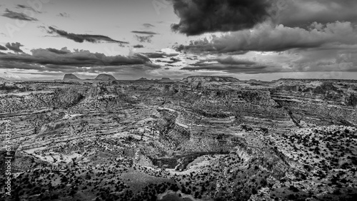 Black and White Photo of the Little Grand Canyon at the San Rafael Swell viewed from The Wedge Viewpoint in Utah, USA