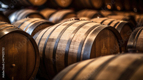 Detailed Close-Up of Wine Barrels